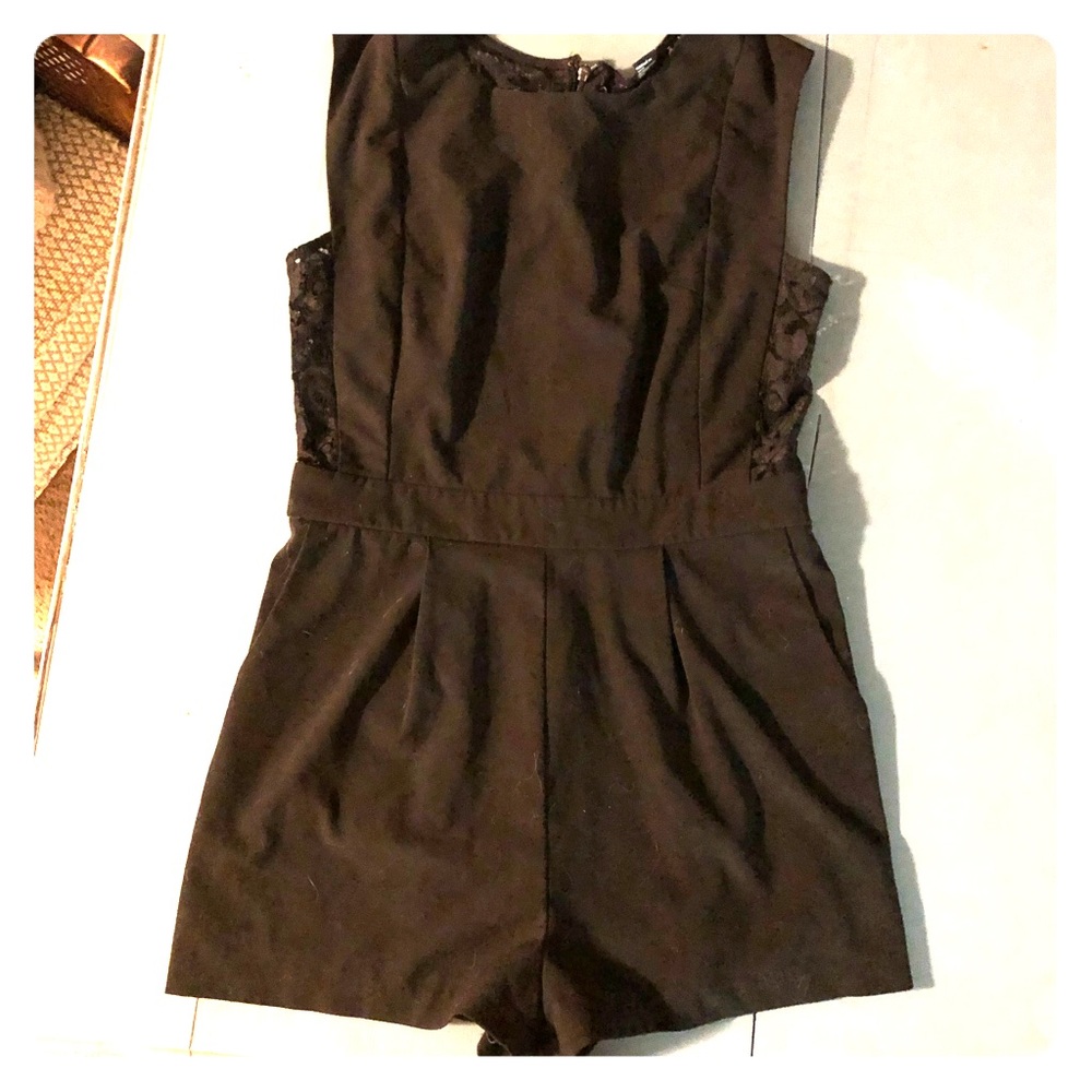 Forever 21 black lace back and side romper